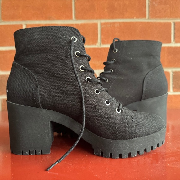 Heeled Lace Up Boots - Picture 1 of 2